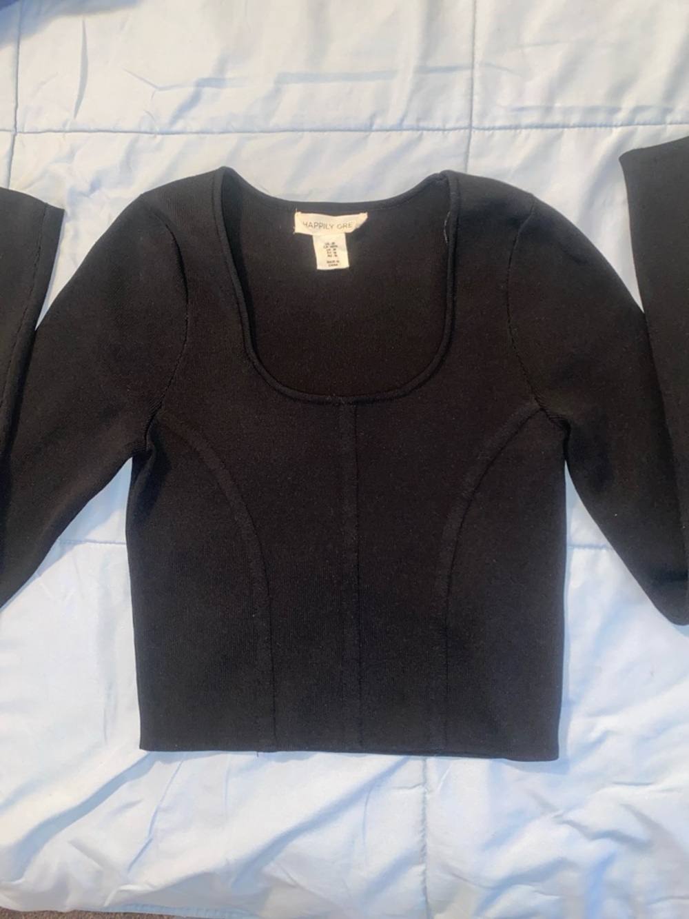 Happily Grey Black Scoop Neck Cropped Top